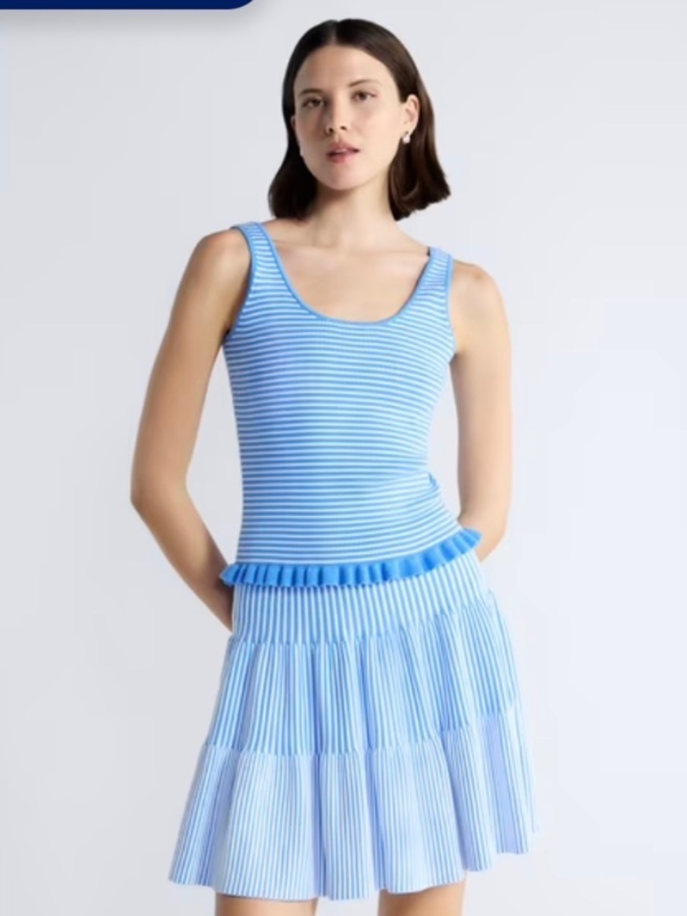 Womens Scoop NYC skirt and matching top NWT blue and white stripe